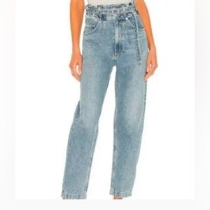 NWOT AGolde Riya Elasticated Peg jeans Straight Leg size 25